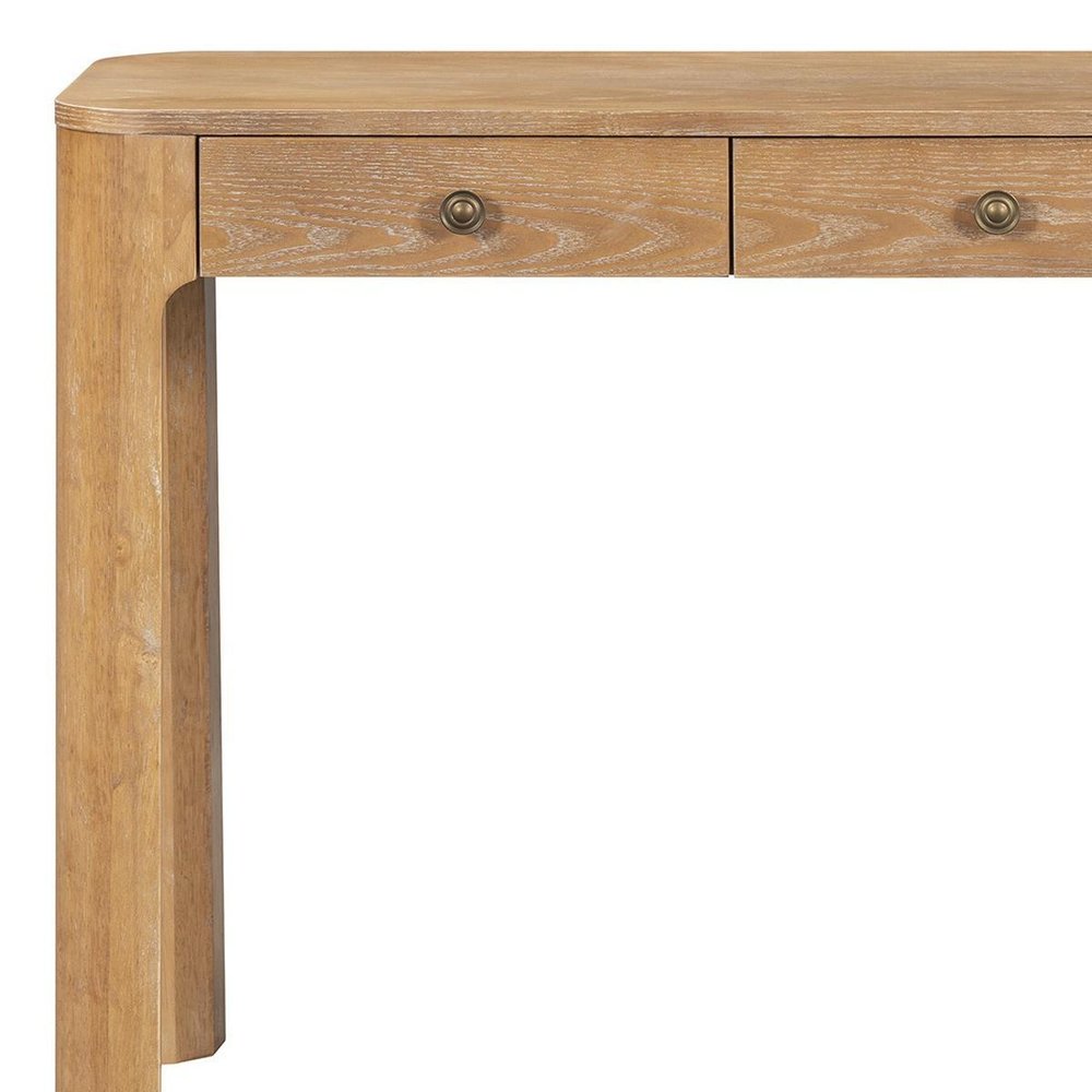 52" Black Wood Console Table With Three Drawers