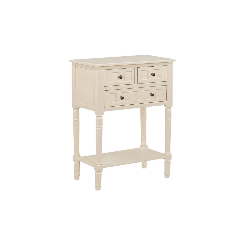 24" Blue Solid Wood Distressed Console Table With Shelf And Three Drawers