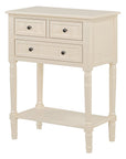 24" Blue Solid Wood Distressed Console Table With Shelf And Three Drawers