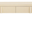 55" Cream Wood Round Double Pedestal Console Table With Two Drawers