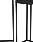 Set of Two Black Marble and Steel Square Frame Nested Tables
