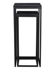 Set of Two Black Marble and Steel Square Frame Nested Tables
