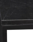 Set of Two Black Marble and Steel Square Frame Nested Tables