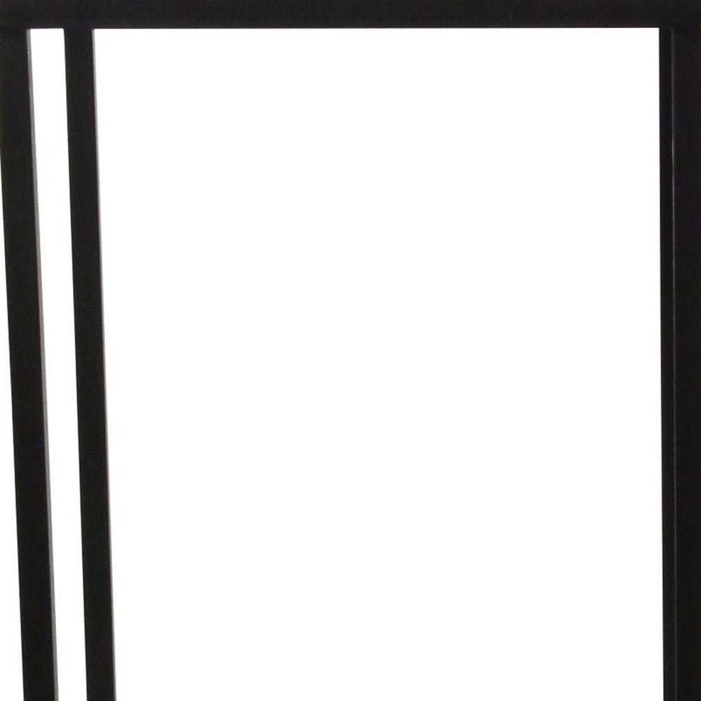 Set of Two Black Marble and Steel Square Frame Nested Tables
