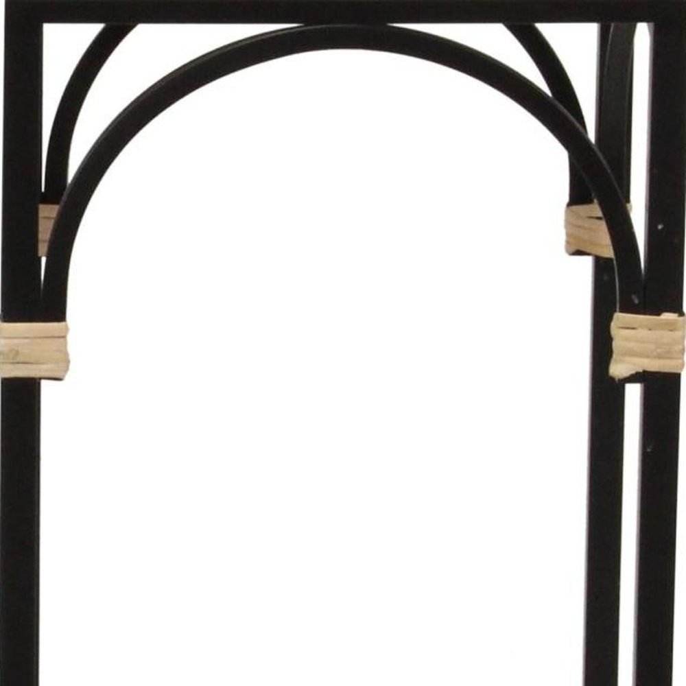 Set of Two Natural And Black Distressed Solid Wood And Steel Frame Nested Tables