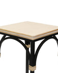 Set of Two Natural And Black Distressed Solid Wood And Steel Frame Nested Tables
