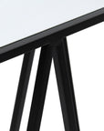 Set of Two Silver and Black Mirrored Glass and Steel Square Frame Nested Tables