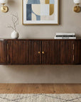 43" Chestnut Solid Wood Floating Wall Mount Console Table
