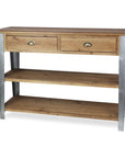 48" Natural and Gray Wood Console Table With Two Shelves And Two Drawers
