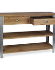 48" Natural and Gray Wood Console Table With Two Shelves And Two Drawers