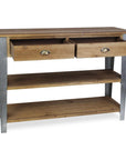48" Natural and Gray Wood Console Table With Two Shelves And Two Drawers