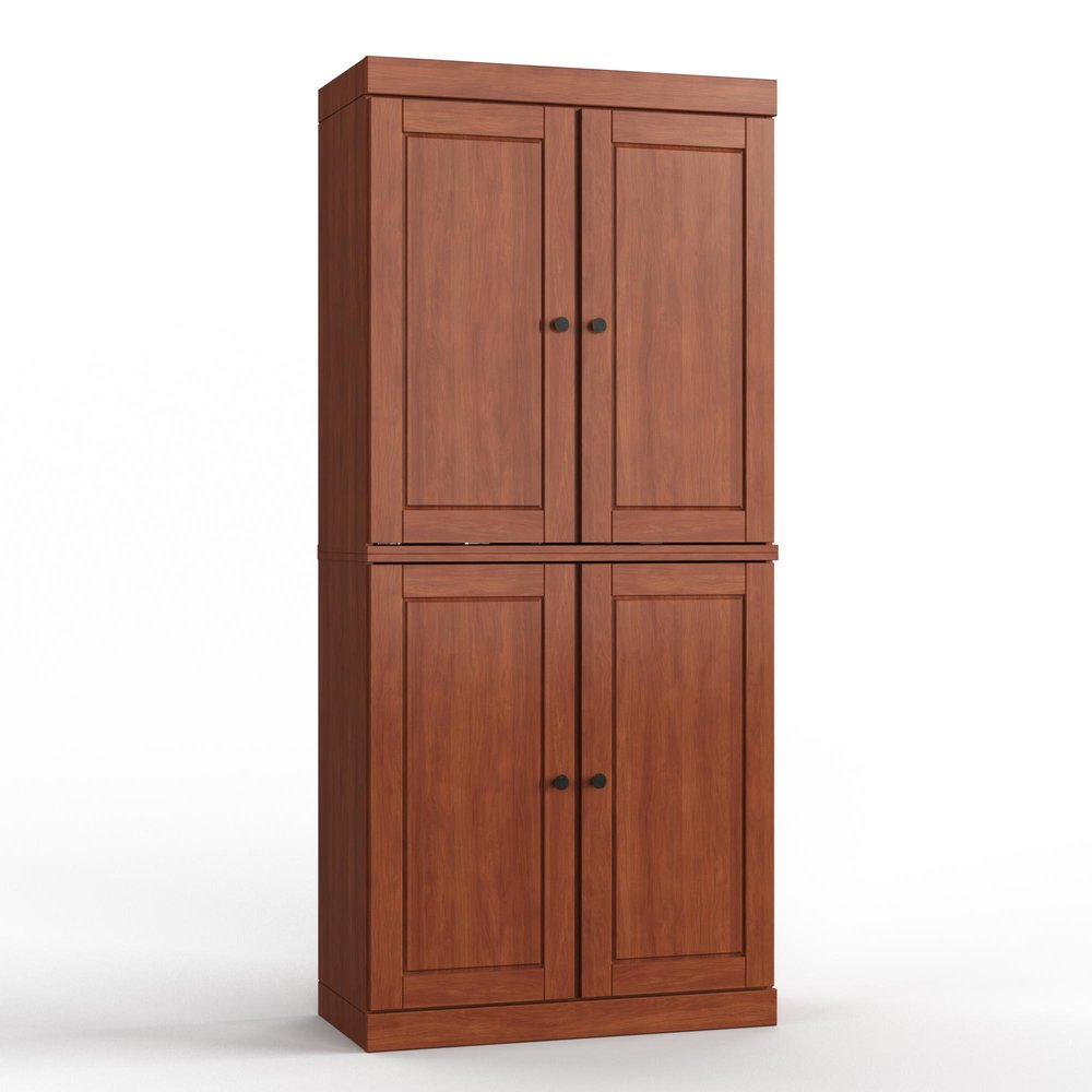 32" Coffee Solid Wood Four Door Linen Cabinet
