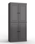 32" Gray Solid Wood Four Door Linen Cabinet