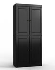 32" Black Solid Wood Four Door Linen Cabinet