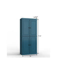 32" Teal Blue Solid Wood Four Door Linen Cabinet