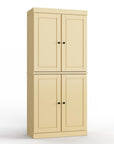 32" Yellow Solid Wood Four Door Linen Cabinet