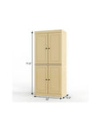 32" Yellow Solid Wood Four Door Linen Cabinet