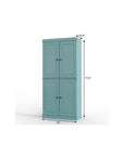 32" Aqua Solid Wood Four Door Linen Cabinet