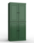 32" Green Solid Wood Four Door Linen Cabinet