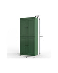 32" Green Solid Wood Four Door Linen Cabinet
