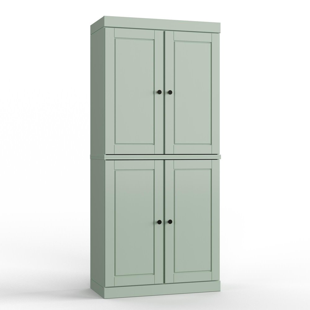 32" Sage Solid Wood Four Door Linen Cabinet
