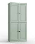 32" Sage Solid Wood Four Door Linen Cabinet