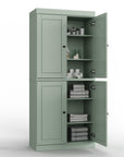 32" Sage Solid Wood Four Door Linen Cabinet
