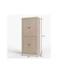 32" Beige Solid Wood Four Door Linen Cabinet