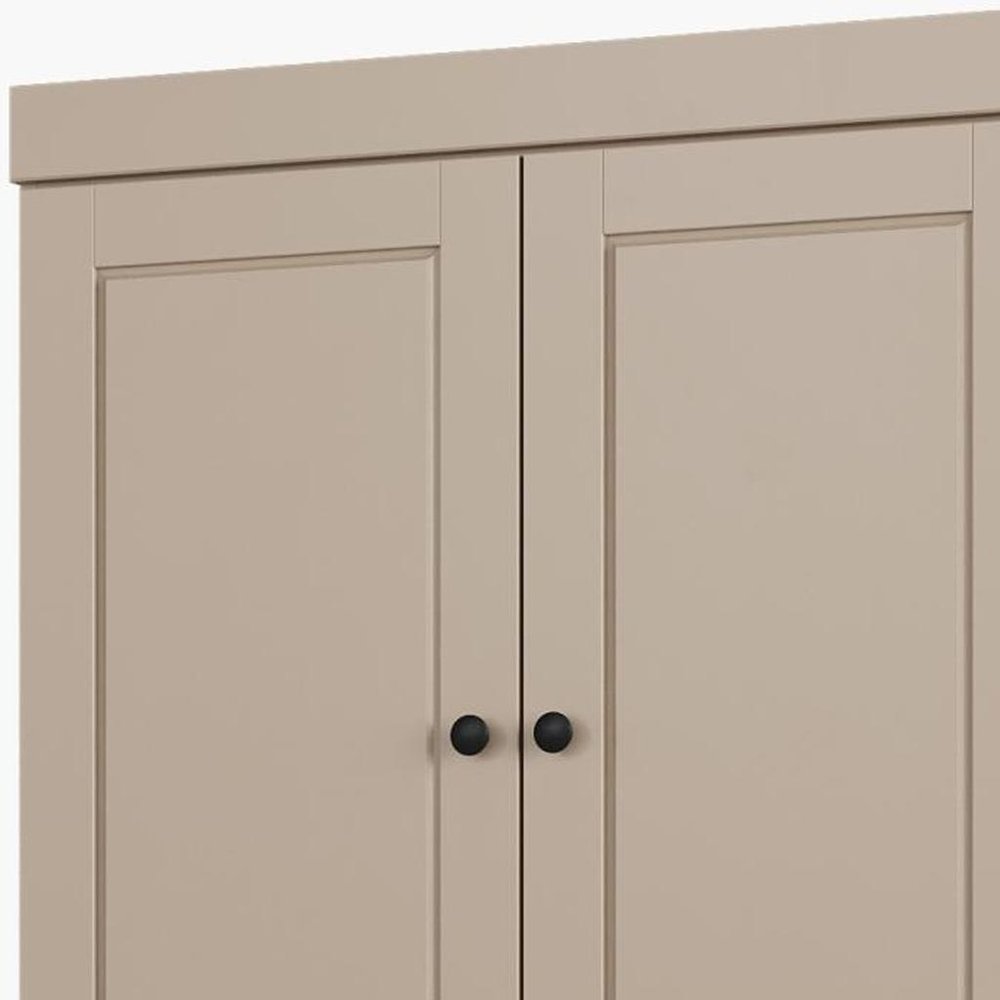 32" Beige Solid Wood Four Door Linen Cabinet