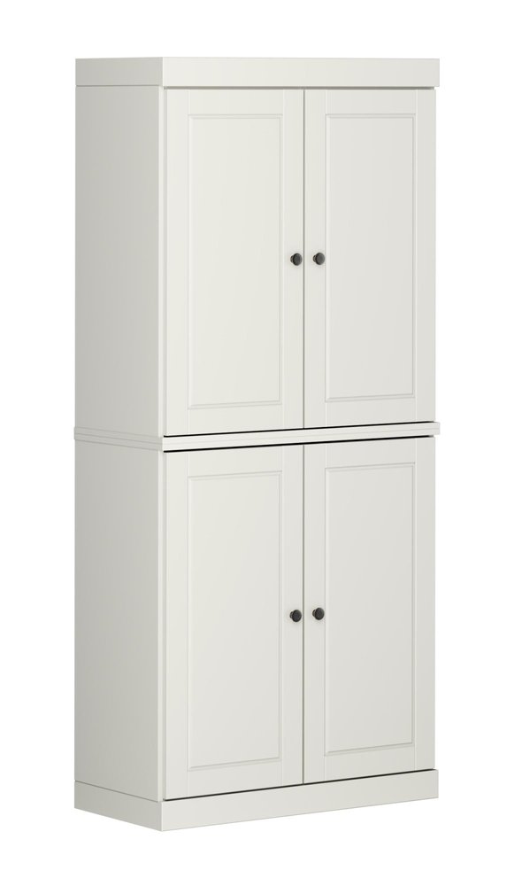32" Off White Solid Wood Four Door Linen Cabinet