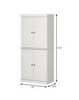 32" Off White Solid Wood Four Door Linen Cabinet