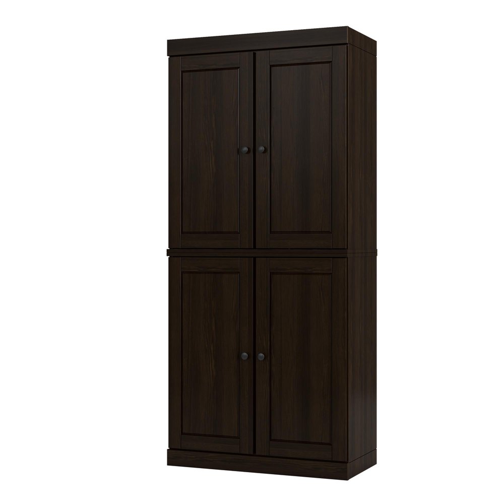 32" Espresso Solid Wood Four Door Linen Cabinet
