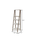 61" Brown And White Distressed Wood Four Tier Tier Ladder Bookcase