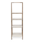 61" Brown And White Distressed Wood Four Tier Tier Ladder Bookcase