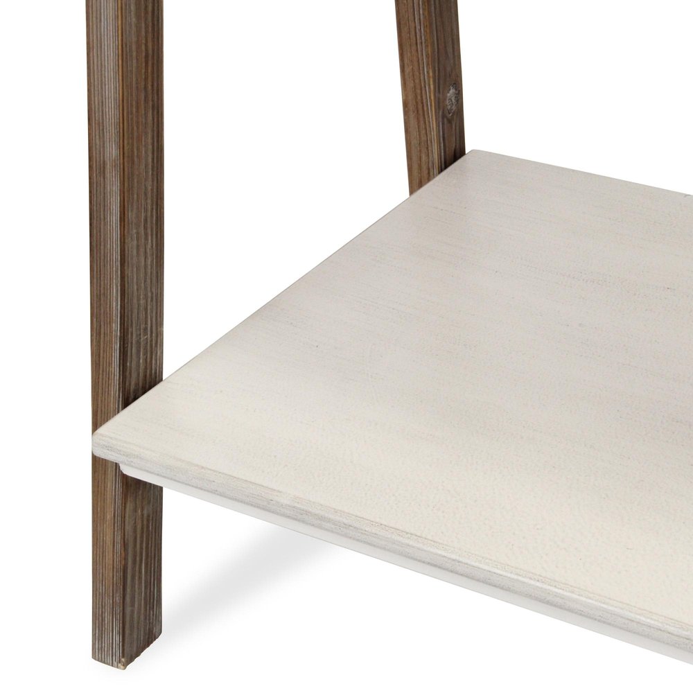 61" Brown And White Distressed Wood Four Tier Tier Ladder Bookcase