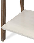 61" Brown And White Distressed Wood Four Tier Tier Ladder Bookcase