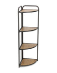 47" Brown Distressed Metal And Wood Four Tier Corner Bookcase