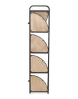 62" Black And Brown Metal and Wood Five Tier Corner Bookcase