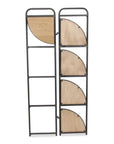 62" Black And Brown Metal and Wood Five Tier Corner Bookcase