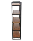 60" Brown Distressed Metal And Wood Five Tier Etagere Bookcase