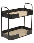 14" Brown Distressed Metal And Wood Two Tier Etagere Bookcase
