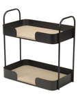 14" Brown Distressed Metal And Wood Two Tier Etagere Bookcase