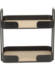 14" Brown Distressed Metal And Wood Two Tier Etagere Bookcase