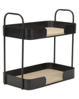 14" Brown Distressed Metal And Wood Two Tier Etagere Bookcase