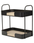 14" Brown Distressed Metal And Wood Two Tier Etagere Bookcase