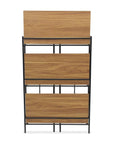 37" Brown Distressed Metal And Wood Three Tier Etagere Bookcase
