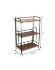 37" Brown Distressed Metal And Wood Three Tier Etagere Bookcase
