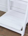 44" White Distressed Wood Four Tier Ladder Bookcase