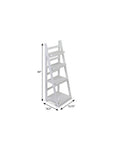 44" White Distressed Wood Four Tier Ladder Bookcase