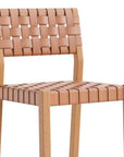 30" Brown Solid Wood Low Back Outdoor Bar Height Chair